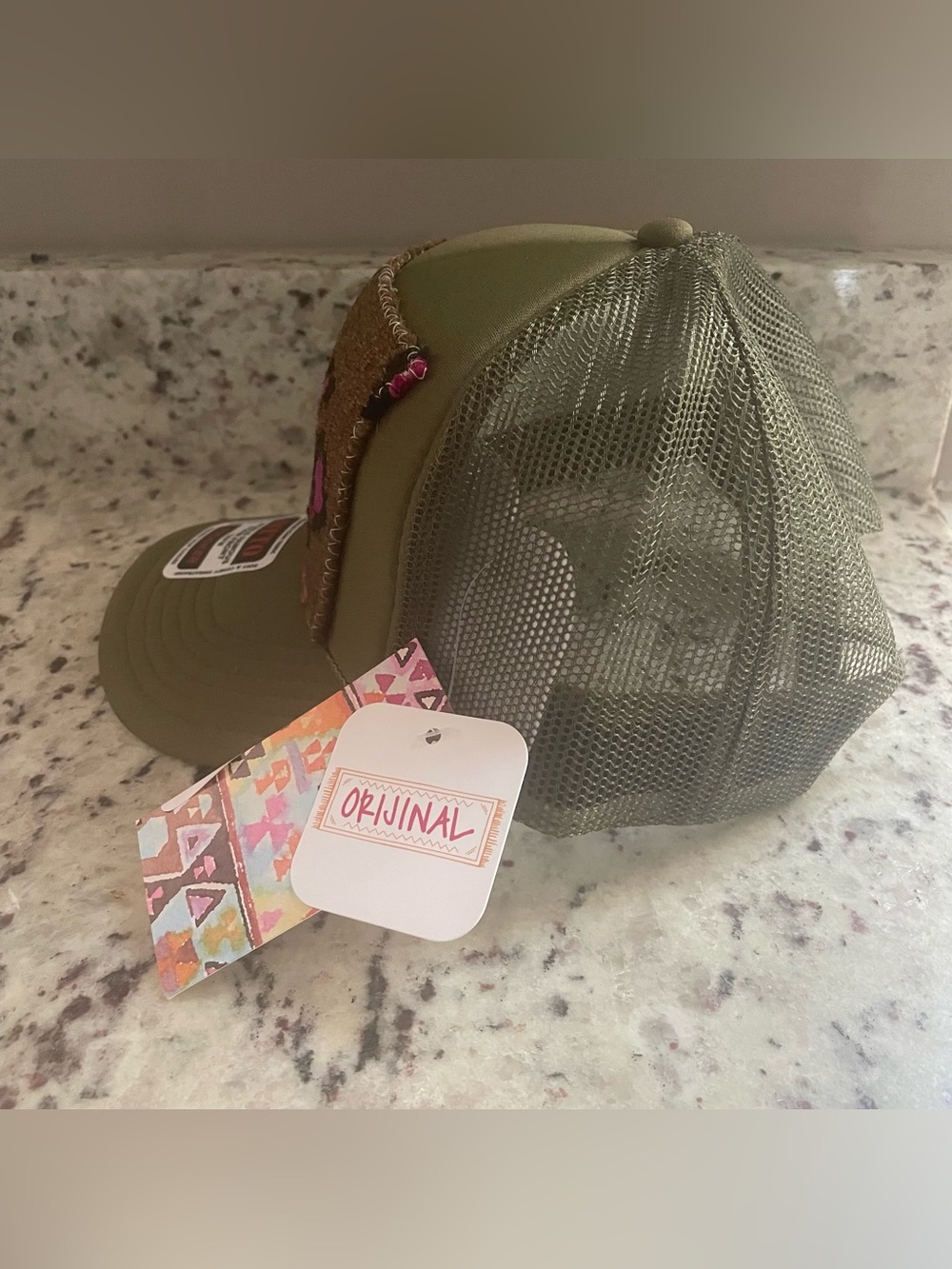 Orijinal Design Olive Green Kilim Patch Trucker Hat BRAND NEW WITH TAGS - Picture 2 of 8